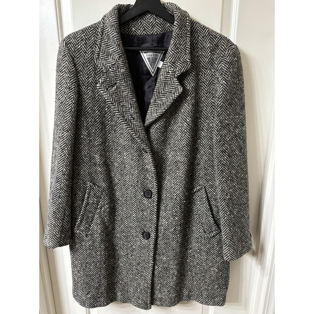 Vintage USA J. Percy Marvin Richard's Wool Blend Satin Lined Coat Chevron Sz 6